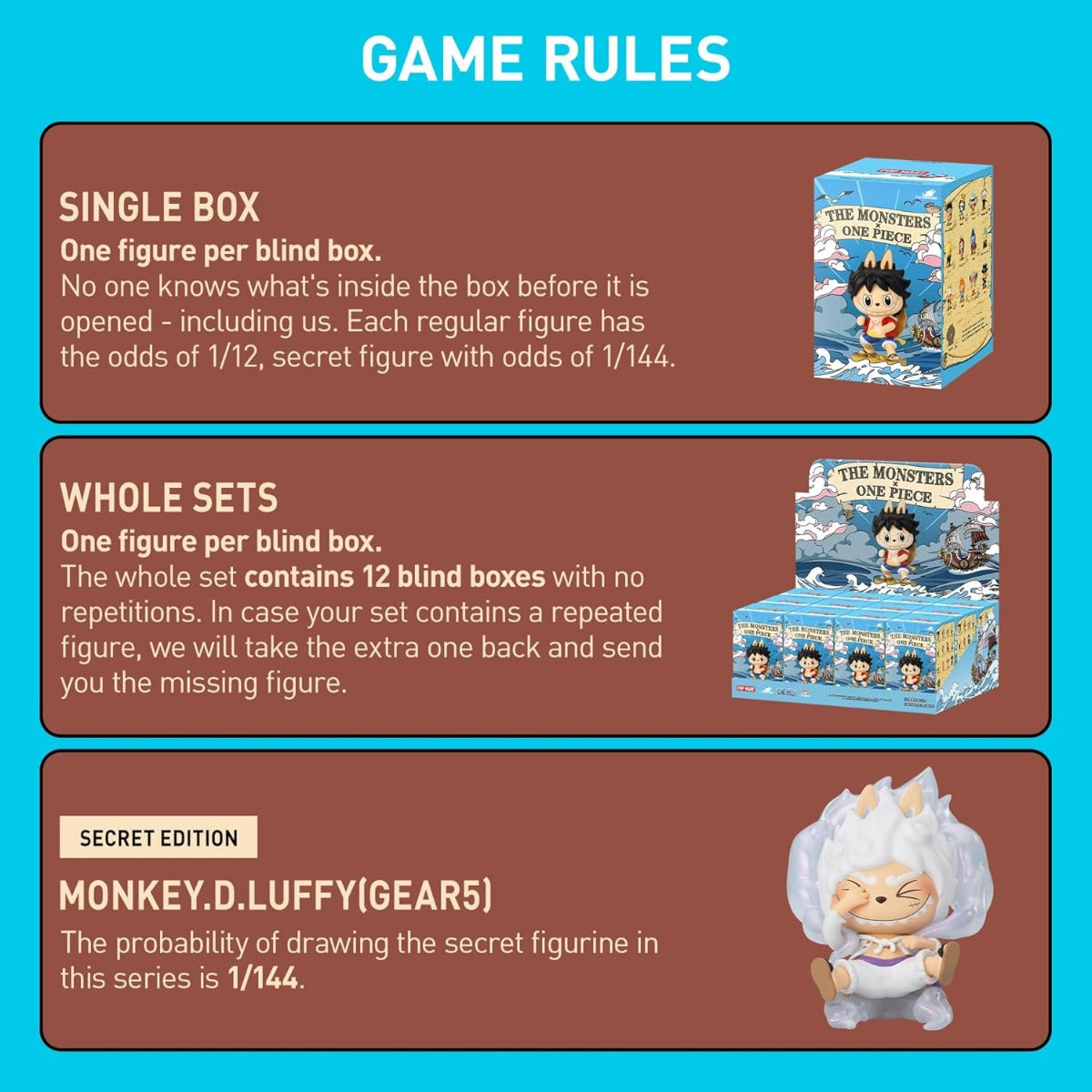 POP MART The Monsters × One Piece Series Figures Blind Box Figures